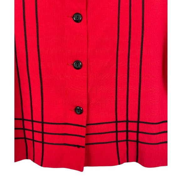 D.J. Summers Womens Red & Black Button-Up Short Sleeve Blouse Size 10P - Picture 4 of 6